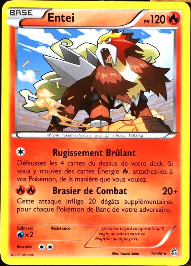 Carte Pokémon 14/98 Entei 120 Pv Xy - Origines Antiques Neuf Fr