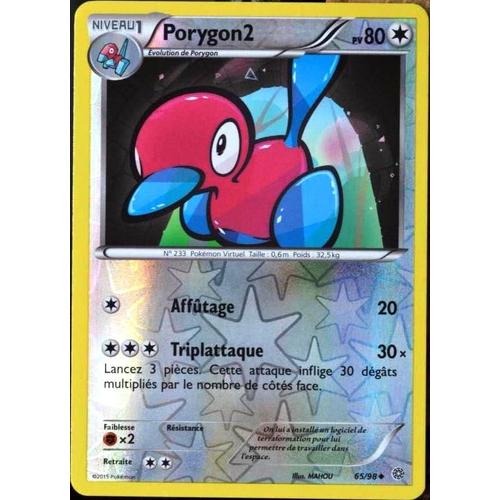 Carte Pokémon 65/98 Porygon2 80 Pv - Reverse Xy07 - Origines Antiques Neuf Fr