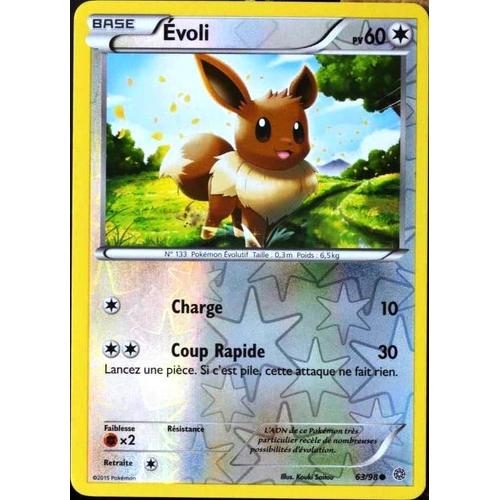 Carte Pokémon 63/98 Évoli 60 Pv - Reverse Xy07 - Origines Antiques Neuf Fr