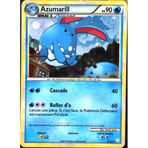 Carte Pokémon 2/123 Azumarill 90 Pv Heartgold Soulsilver Neuf Fr