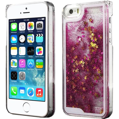 Coque Rigide Iphone 5s Collection Liquide Star Fushia Avec Étoiles Et Paillettes