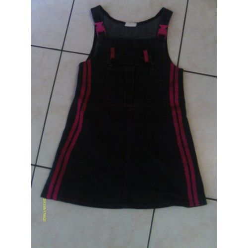 Robe Salopette Polycoton Grise Et Rose 6 Ans ....