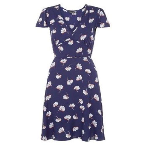 Robe Bleu Marine Imprimée Floral - New Look - T. 44 - Neuve 