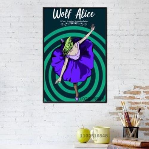 Affiche en toile loup Alice, peinture murale,mpression murale Poster pour salon chambre ¿¿ coucher d¿¿cor sans cadre(90*130cm)