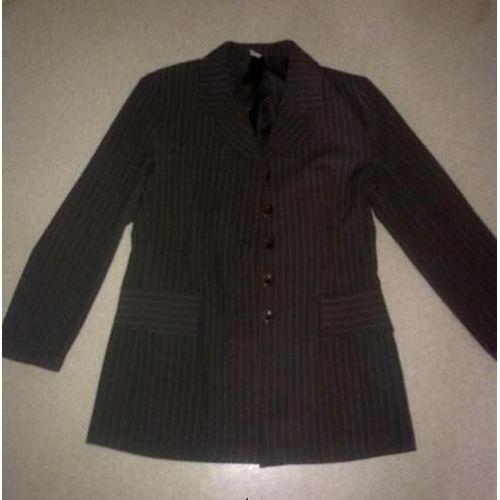 Veste Tailleur Chocolat Finement Rayée - T 42