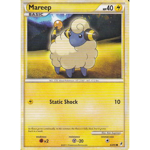 Carte Pokemon - Mareep ( Wattouat ) - 63/95 - Call Of Legends ( Appel Des Legendes ) - Carte Anglaise -