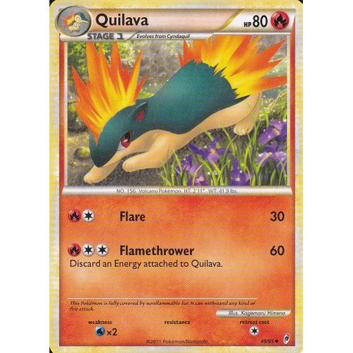 Carte Pokemon - Quilava ( Feurisson ) - 49/95 - Call Of Legends ( Appel Des Legendes ) - Carte Anglaise -