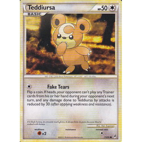Carte Pokemon - Teddiursa - 73/95 - Call Of Legends ( L'appel Des Legendes ) - Carte Anglaise -