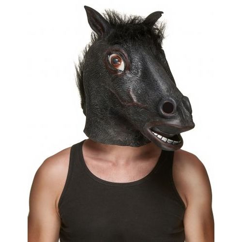 Masque Latex Tête De Cheval Noir Adulte,