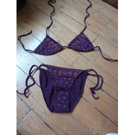 Maillot De Bain 2 Pièces Etam Violet Motifs Orange T36