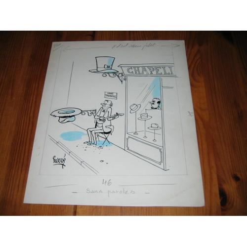 Le Chapelier Dessin Original De Herve 1953