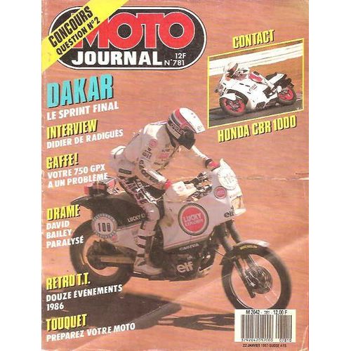 Moto Journal  781 Honda Cbr 1000 F Honda Rs 250 Gpx 750 9ème Paris Dakar 1987