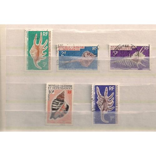 Nouvelle-Calédonie- 5 Timbres Oblitérés- Coquillages