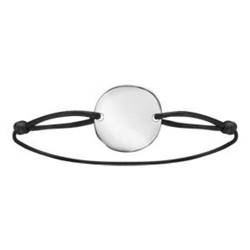 Bracelet Argent Galet Sur Cordon Coulissant Noir