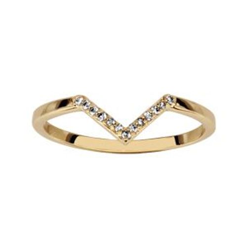 Bague Plaqué Or Forme V Oxydes Blancs