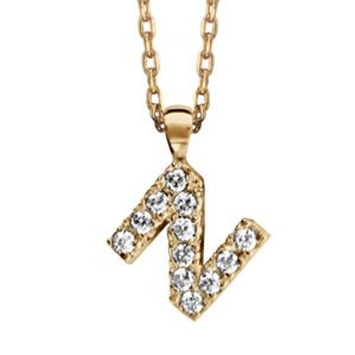 Collier Plaqué Or + Initiale N 45cm