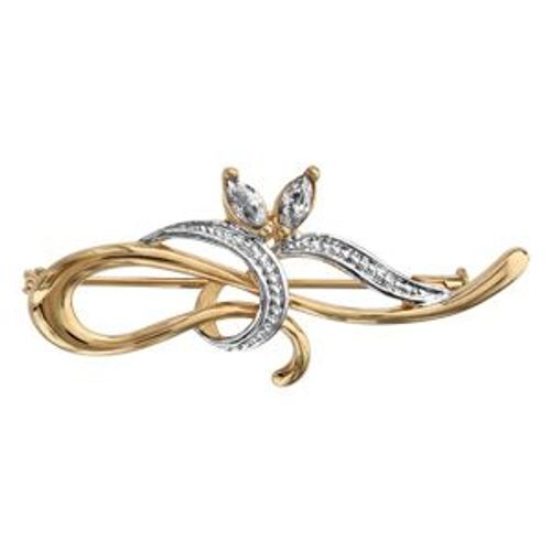 Broche Plaqué Or 2 Navettes Blanches
