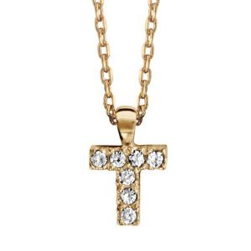 Collier Plaqué Or + Initiale T 45cm