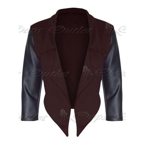 Gilet Blazer Court Marron Et Cuir - Xl