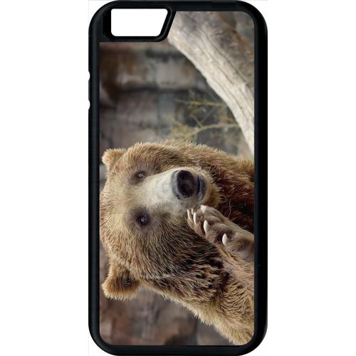 Coque Iphone 6s - Gros Ours Brun - Noir