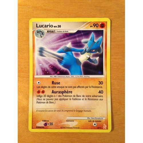 Carte Pokémon "Lucario Niv.30" Pv90 Holo 3/11