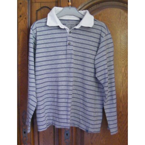 Polo Gris Rayé Okaïdi - Taille 10 Ans