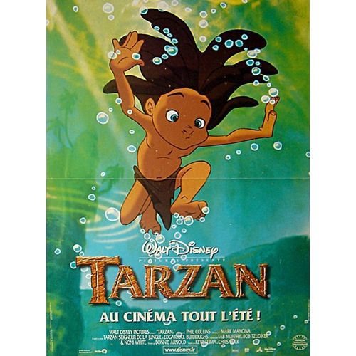 Tarzan -Véritable Affiche De Cinéma Pliée -Format 120x160 Cm - De Kevin Lima, Chris Buck Avec Tony Goldwyn, Minnie Driver, Glenn Close, Lance Henriksen, Muriel Robin, Valérie Lemercier - 1999