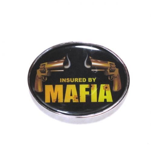 Boucle De Ceinture Insured By Mafia Jaune Noir Pistolet Pour Homme Neuf