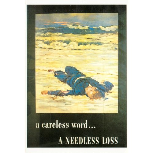 Cp Ww2 - Photo Affiche "A Careless Word...A Needless Loos"