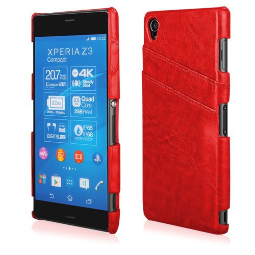 Coque Rouge Avec Logements Cartes Pour Sony Xperia Z3 Compact