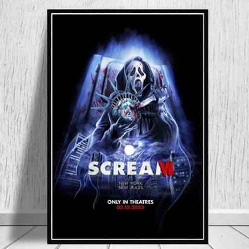 Affiche en toile Scream 6, peinture sur toile,mpression murale Poster pour salon chambre ¿¿ coucher d¿¿cor sans cadre(100*150cm)