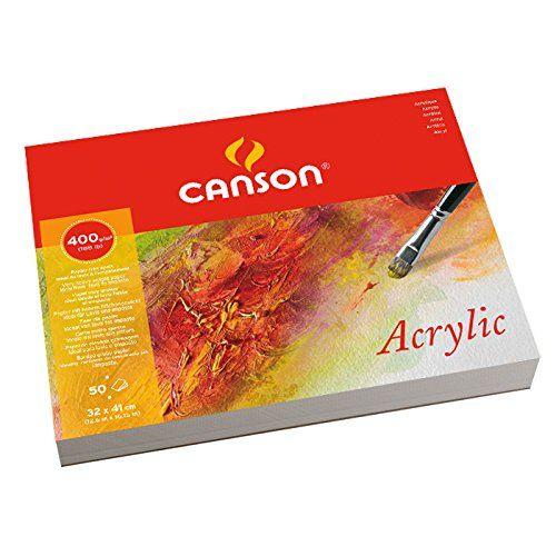 Canson Acrylic Bloc Collé Grand Côté 50 Feuilles 400g 32 X 41 Cm 50 Feuilles Blanc Naturel