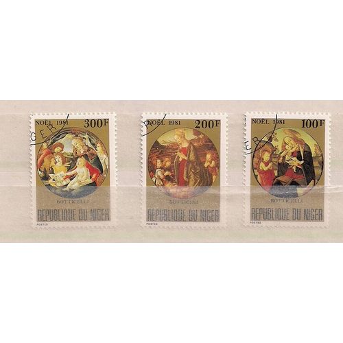 Niger- 3 Timbres Oblitérés- Oeuvres De Botticelli