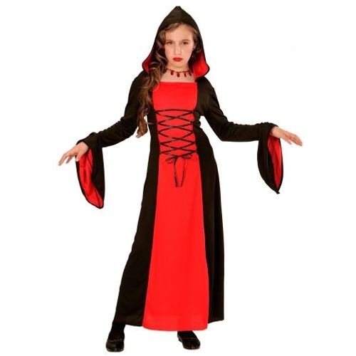 Déguisement Comtesse Rouge Et Noire Fille Halloween, Taille 8 À 10 Ans