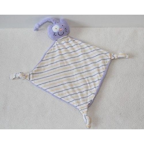 Doudou Chat Mauve Mouchoir 3 Noeuds Cp International