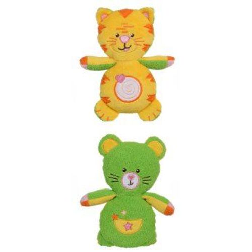 Doudou Chat Jaune Ours Vert  Gipsy Flip Flopz Peluche Reversible Tourne Moi