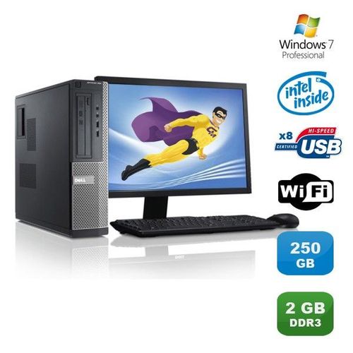 Lot PC DELL Optiplex 3010 DT G640 2.8Ghz 2Go 250Go Graveur WIFI W7 Pro +Ecran 17