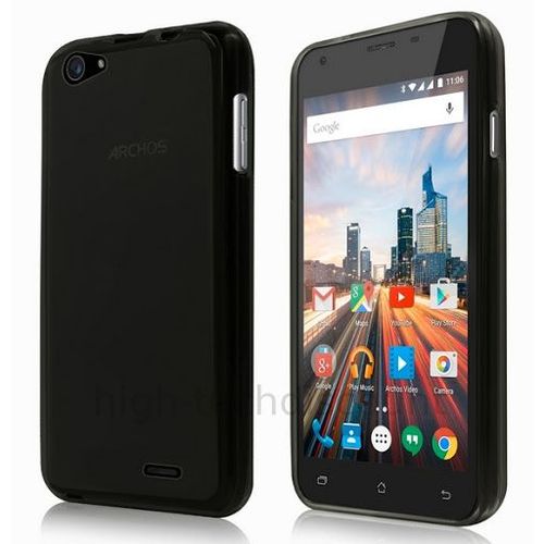 Housse Etui Coque Pochette Silicone Gel Fine Pour Archos 55 Helium Plus + Film Ecran - Noir