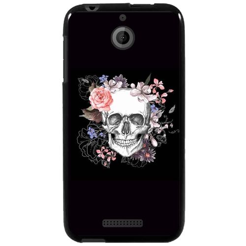 Coque Souple Pour Htc Desire 510 Avec Impression Motifs Skull Fleuri