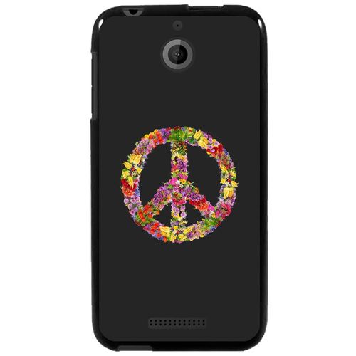 Coque Souple Pour Htc Desire 510 Avec Impression Motifs Peace And Love Fleuri