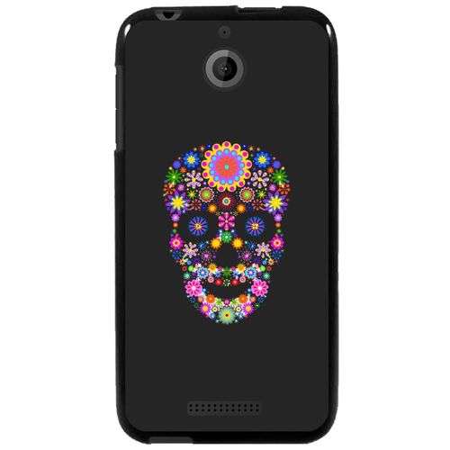 Coque Souple Pour Htc Desire 510 Avec Impression Motifs Crâne En Fleurs