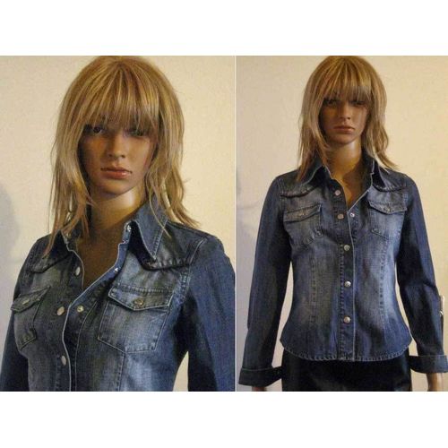 Blouson Jean Veste Chemise Colori Bleu Delave Cintre Taille 36 Femme Rakuten
