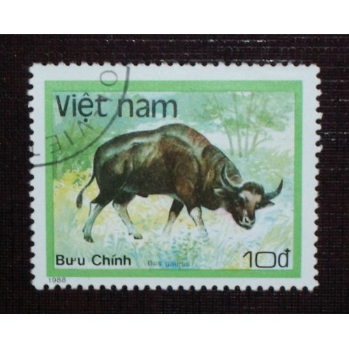Theme Animaux - Vietnam - Timbre Oblitéré De 1988 - 10d « Bos Gaurus » (Ref : Tan-21)