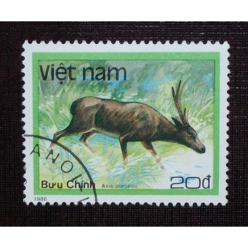 Theme Animaux - Vietnam - Timbre Oblitéré De 1988 - 20d « Axis Porcinus » (Ref : Tan-28)