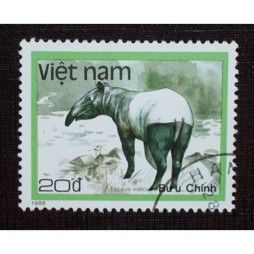 Theme Animaux - Vietnam - Timbre Oblitéré De 1988 - 20d « Tapirus Indicus » (Ref : Tan-29)