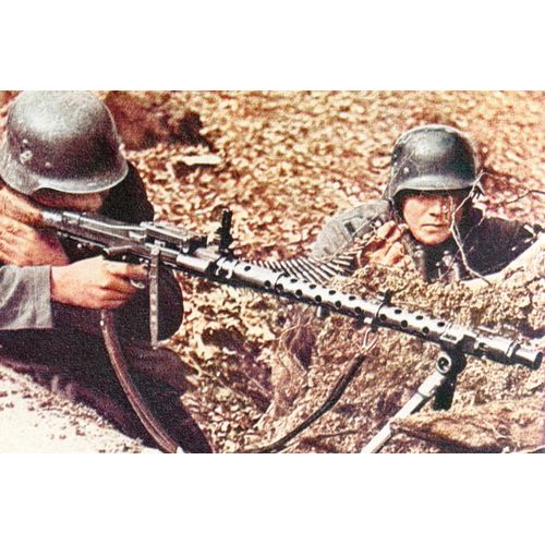 Ww2 - Poste De Combat Allemand Armé D'une Mitrailleuse Mg 34