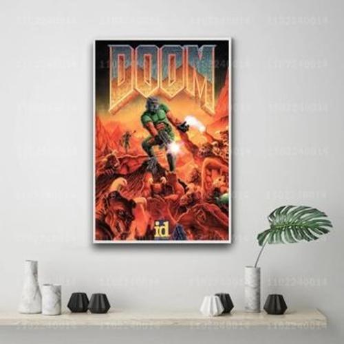 Affiche en toile, affiches d¿¿coratives du jeu Doom pour,mpression murale Poster pour salon chambre ¿¿ coucher d¿¿cor sans cadre(100*150cm)
