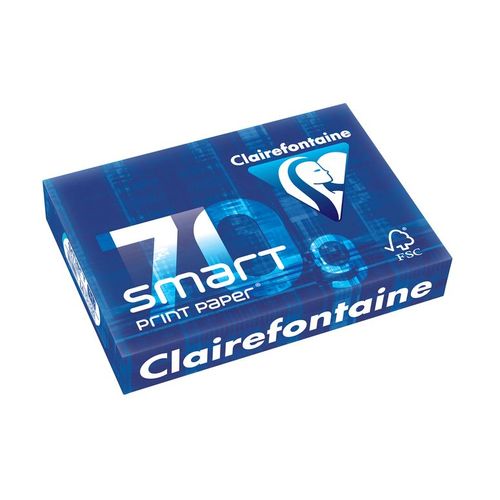 Clairefontaine Lot de 3 Ramettes 500 Feuilles Smart 70g A4 210x297 mm Certifié FSC  Blanc