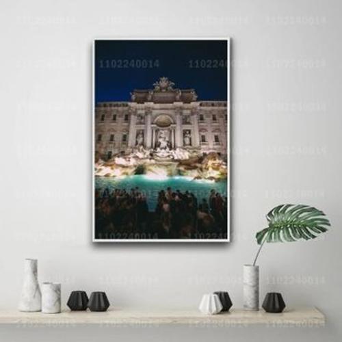 Affiche sur toile carr¿¿e d¿¿corative Fontaine de Trevi,mpression murale Poster pour salon chambre ¿¿ coucher d¿¿cor sans cadre(100*150cm)