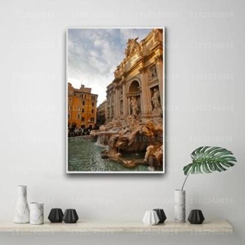 Affiche sur toile carr¿¿e d¿¿corative Fontaine de Trevi,mpression murale Poster pour salon chambre ¿¿ coucher d¿¿cor sans cadre(100*150cm)